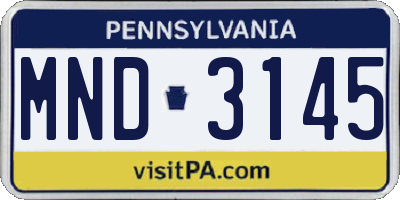 PA license plate MND3145