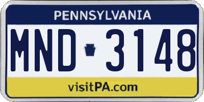 PA license plate MND3148