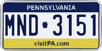 PA license plate MND3151