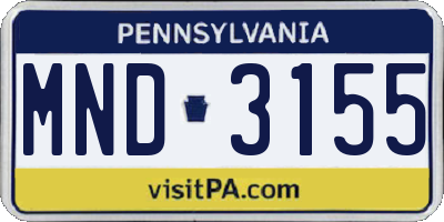 PA license plate MND3155
