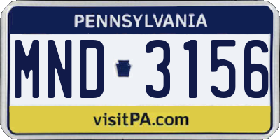 PA license plate MND3156
