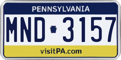 PA license plate MND3157