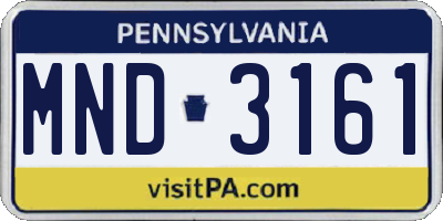 PA license plate MND3161