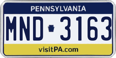 PA license plate MND3163
