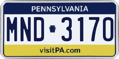 PA license plate MND3170