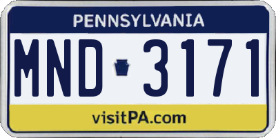 PA license plate MND3171
