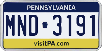 PA license plate MND3191
