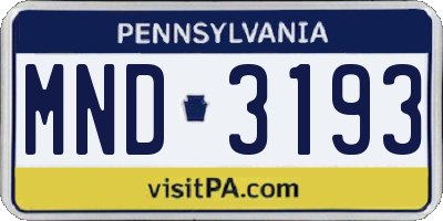 PA license plate MND3193