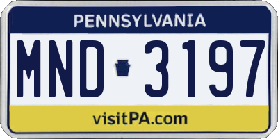 PA license plate MND3197