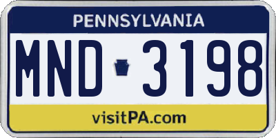 PA license plate MND3198