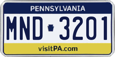 PA license plate MND3201