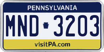 PA license plate MND3203