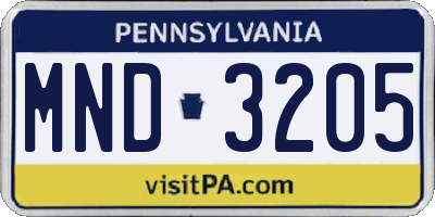 PA license plate MND3205