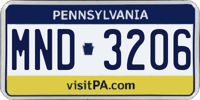 PA license plate MND3206