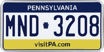 PA license plate MND3208
