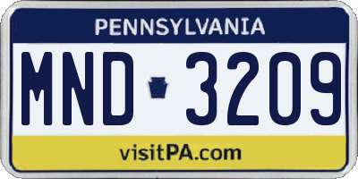 PA license plate MND3209