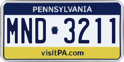 PA license plate MND3211