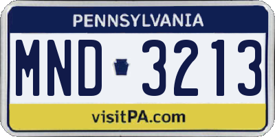 PA license plate MND3213