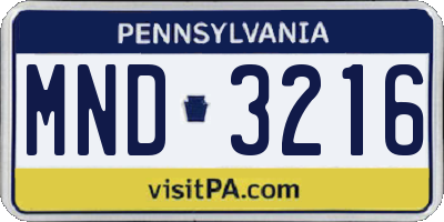 PA license plate MND3216