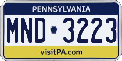 PA license plate MND3223