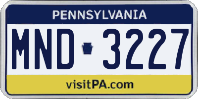 PA license plate MND3227