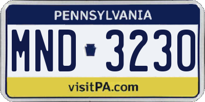 PA license plate MND3230