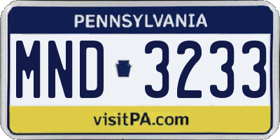 PA license plate MND3233
