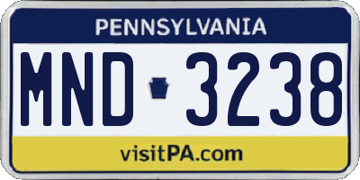 PA license plate MND3238