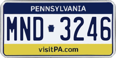 PA license plate MND3246