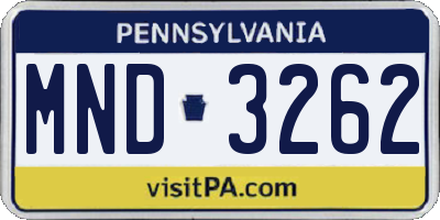 PA license plate MND3262