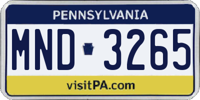 PA license plate MND3265