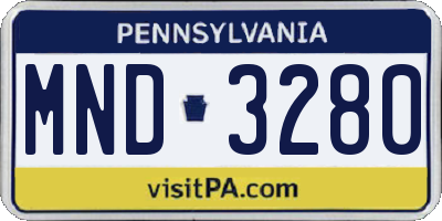 PA license plate MND3280