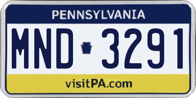 PA license plate MND3291