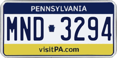 PA license plate MND3294