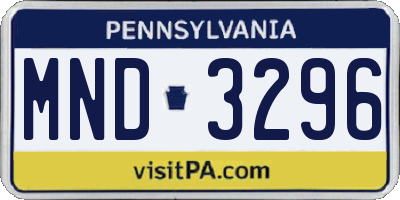 PA license plate MND3296