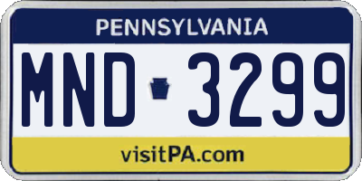 PA license plate MND3299