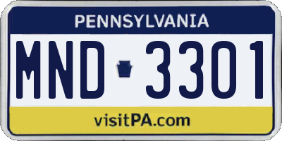 PA license plate MND3301