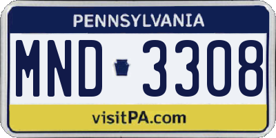 PA license plate MND3308