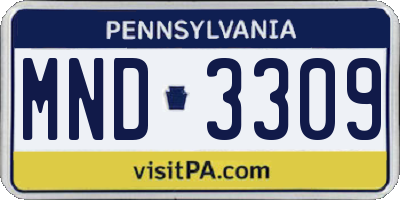 PA license plate MND3309
