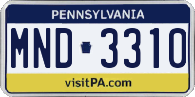 PA license plate MND3310