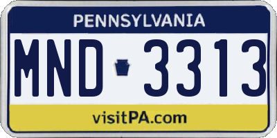 PA license plate MND3313