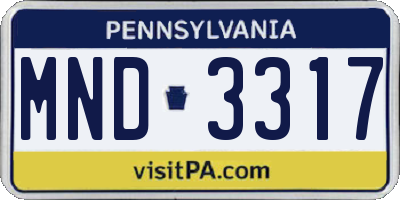 PA license plate MND3317