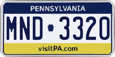PA license plate MND3320