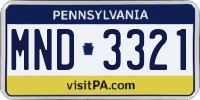 PA license plate MND3321