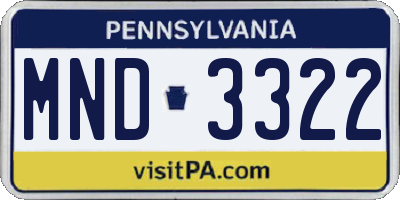 PA license plate MND3322
