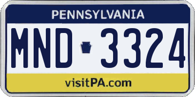 PA license plate MND3324