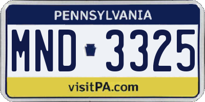 PA license plate MND3325