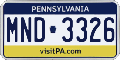 PA license plate MND3326