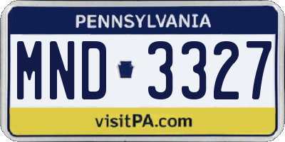 PA license plate MND3327