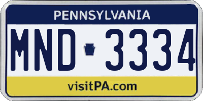 PA license plate MND3334
